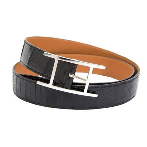 hermes crocodile leather belt black